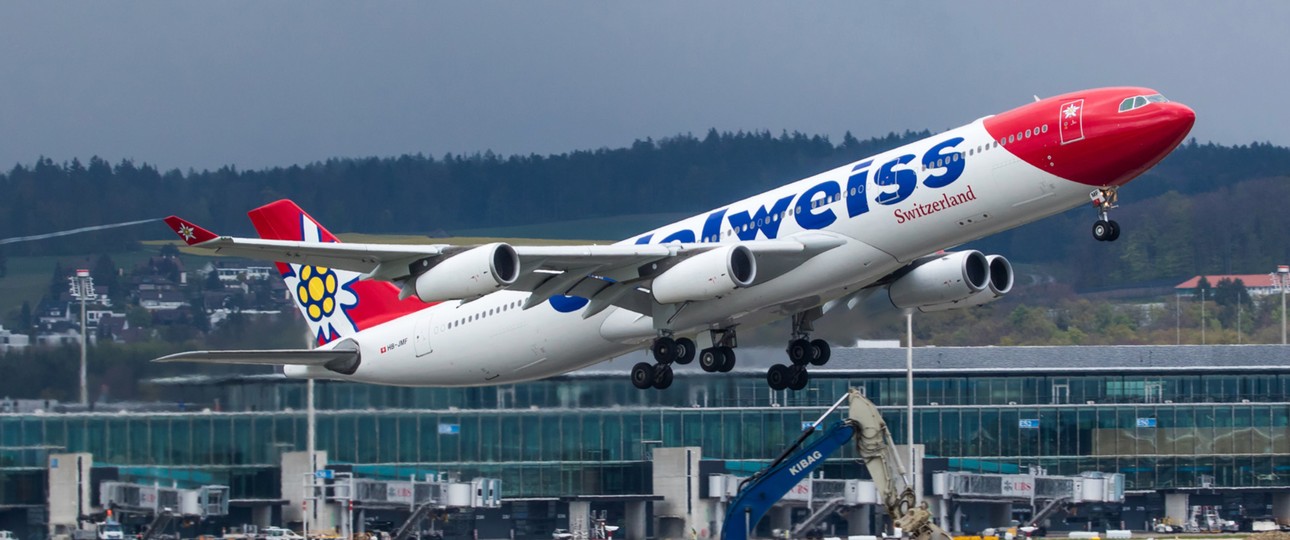 Airbus A340 mit dem Kennzeichen HB-JMF: Das Flugzeug musste umkehren.