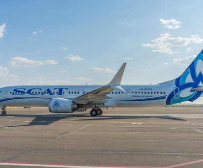 Boeing 737 max 8 der Scat Airlines: Die Airline macht den Abflug aus München.