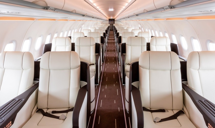 Kabine des VIP-A321-LR von Titan Airways: Es fehlten drei Fenster.