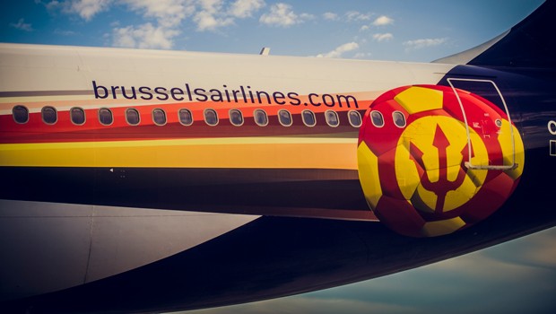 «Die roten Teufel» nennt sich die belgische Mannschaft. Sie wurde von einem A330 von Brussels Airlines nach Brasilien gebracht.