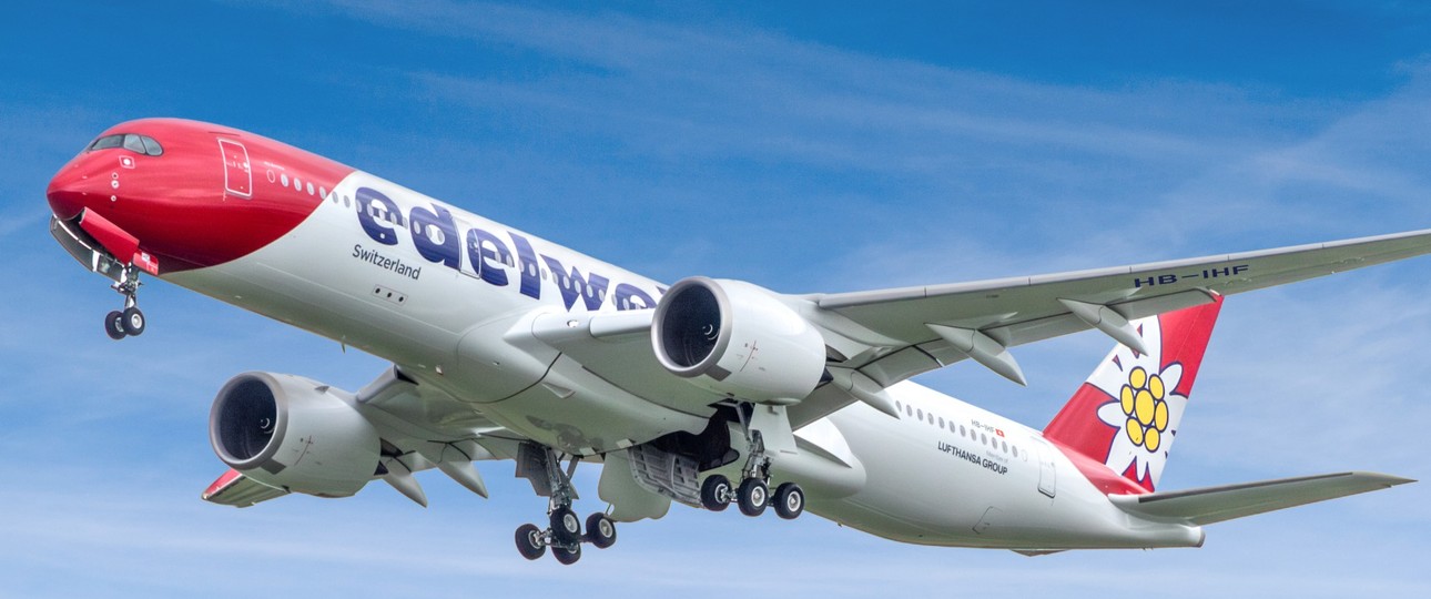 Die HB-IHF von Edelweiss: Der A350 erhält den Namen Piz Bernina.