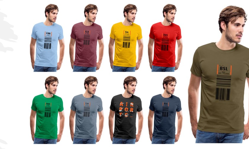 Zeig deine Basis ... T-Shirts, Pullis, Hoodies mit dem Code deines Lieblingsflughafens. 80 verschiedene Codes stehen zur Verfügung. Die Farbe der Stücke und die Art lassen sich frei wählen.