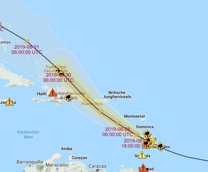 Der Weg von Dorian: Direkt auf Florida zu.