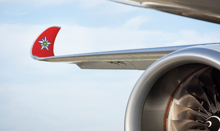 Airbus A350 in Edelweiss-Farben: AB 2025 wohl mehr als nur eine Fotomontage.