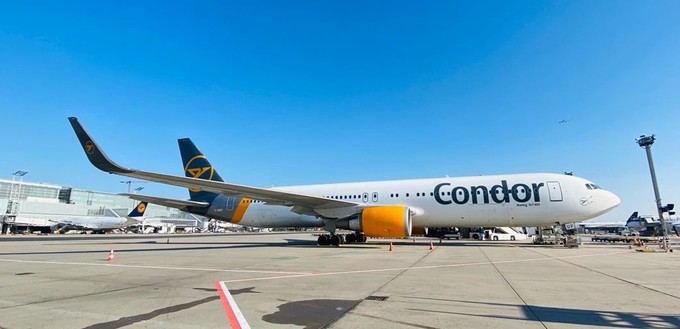 Condor flog mit Boeing 767 mehrmals für das britische Militär zwischen Birmingham und Dubai.