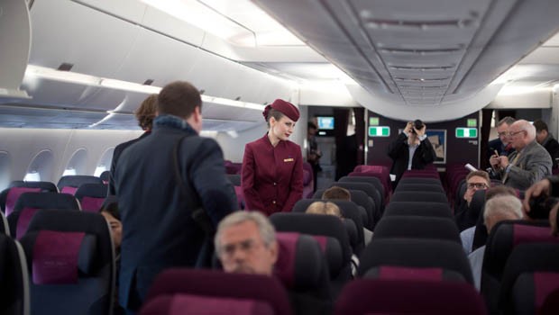 Qatar will den Passagieren auch in der Economy Class viel Komfort bieten. Die 247 Sessel mit einer Breite von 46 Zentimetern sind in einer 3-3-3-Konfiguration angeordnet.