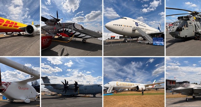 Bunte Flugzeugwelt in Farnborough: An der Messe werden Dutzende Fluggeräte gezeigt.
