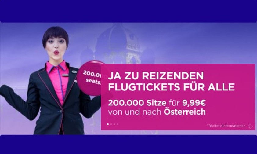 Wizz Air bietet auf ihrer Website «reizende Flugtickets für alle»