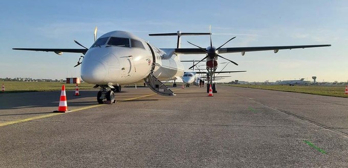 Bombardier Dash 8 von LGW: Die insolvente Fluglinie, die für Eurowings flog, stellte ihre gesamte Flotte von 15 Dash 8 in Bratislava ab.