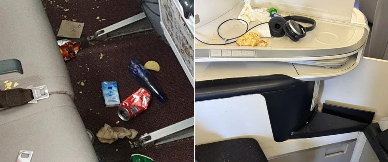 Economy und Business Class: In beiden gibt es manchmal viel Unrat.