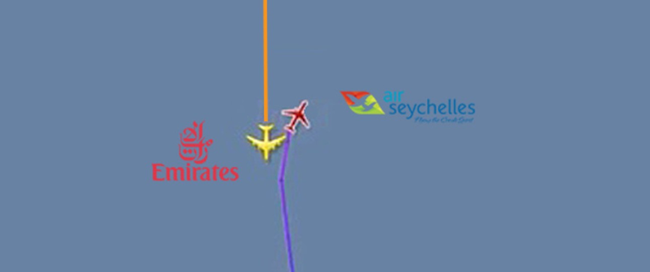 Der kritische Moment: Der A330 weicht nach rechts aus.