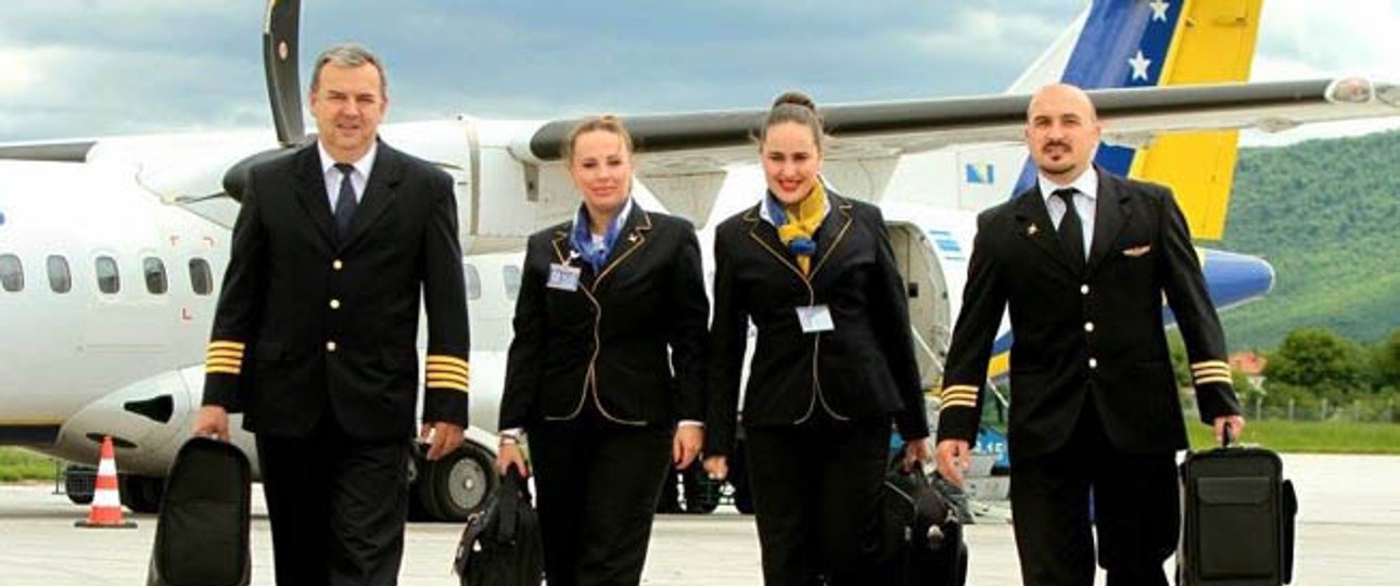 Crew von B&amp;H Airlines: Die Flugzeuge der bosnischen Airline fliegen bereits nicht mehr.