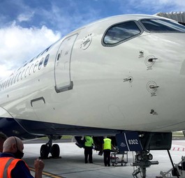 Ein Airbus A220 vom Delta Air Lines: In Salt Lake City hat sich ein Mann in einem Triebwerk versteckt.
