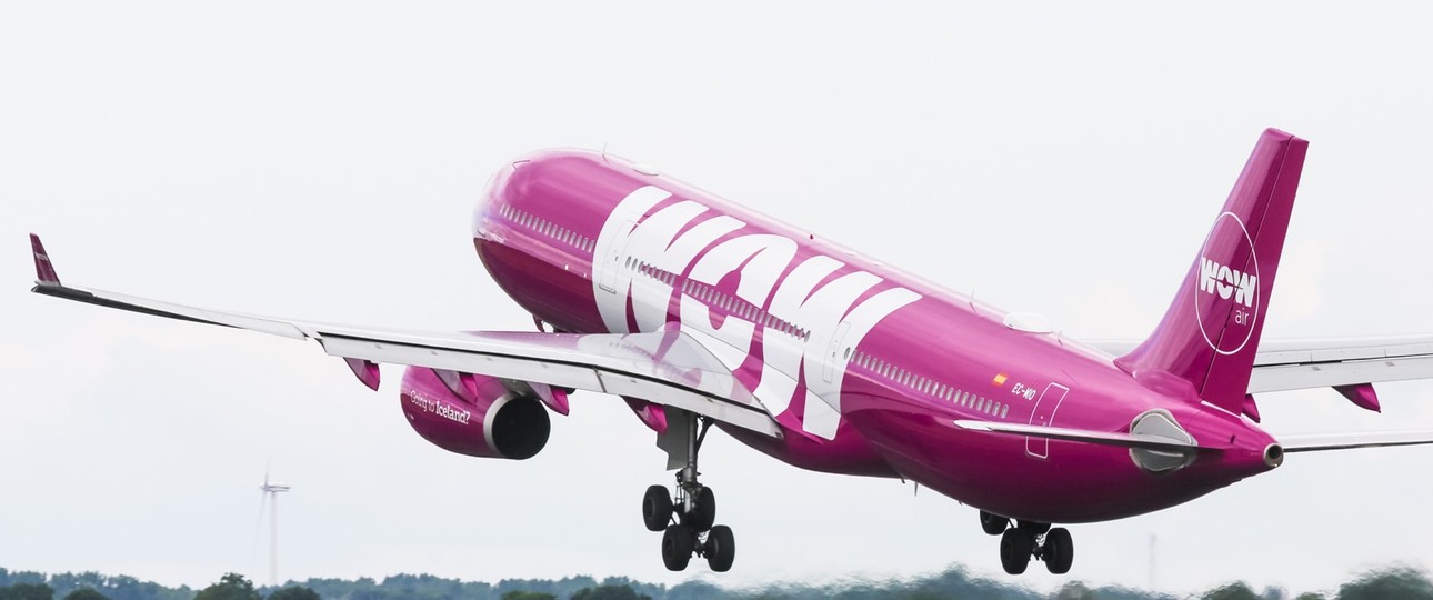 Airbus A330 von Wow Air: Die Billigairline setzt auf die Brückenkopf-Funktion Islands zwischen den USA und Europa.