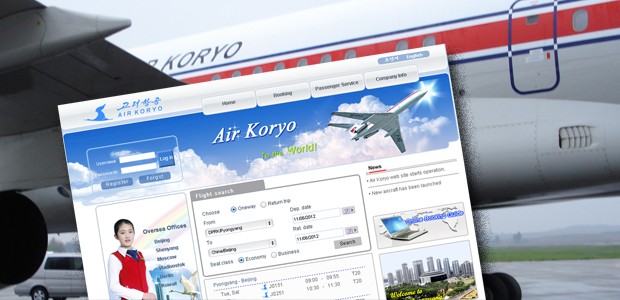 Flugzeug von Air Koryo und die neue Internetseite: Nicht besonders informativ.