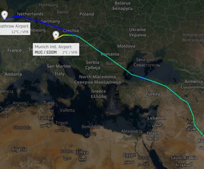 Flugverlauf von BA106: Der Airbus A380 landete in München statt in London-Heathrow.
