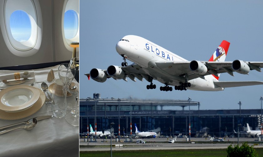 airbus a380 global airlines 9h globl berlin first class