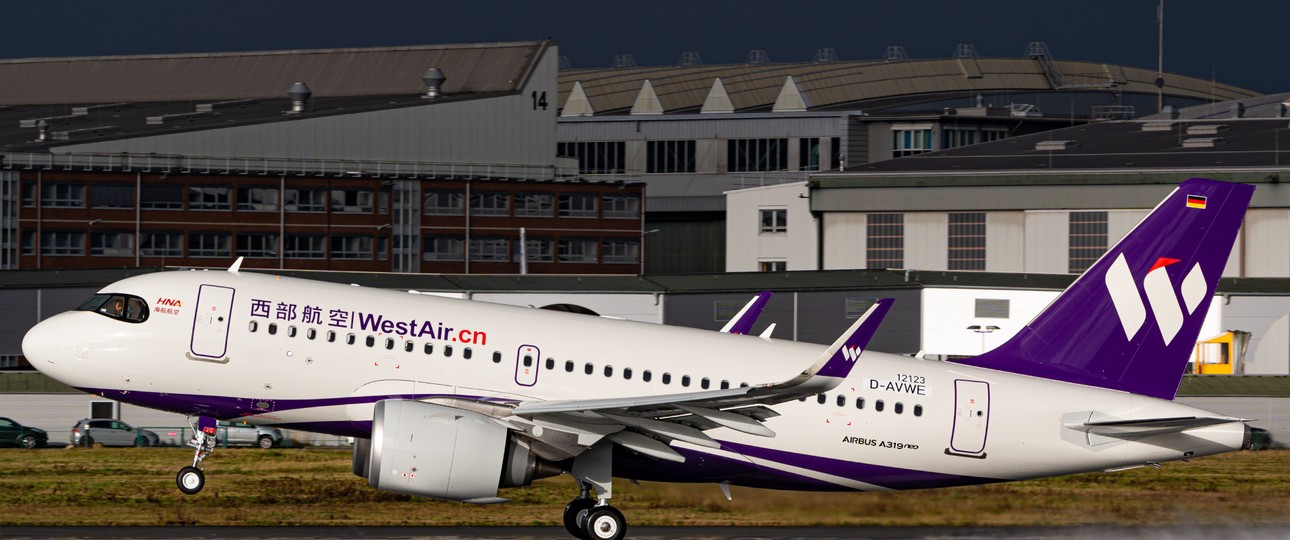 West Airs Airbus A319 Neo: Hier beim Erstflug am 2. Januar, noch mit Testkennzeichen.