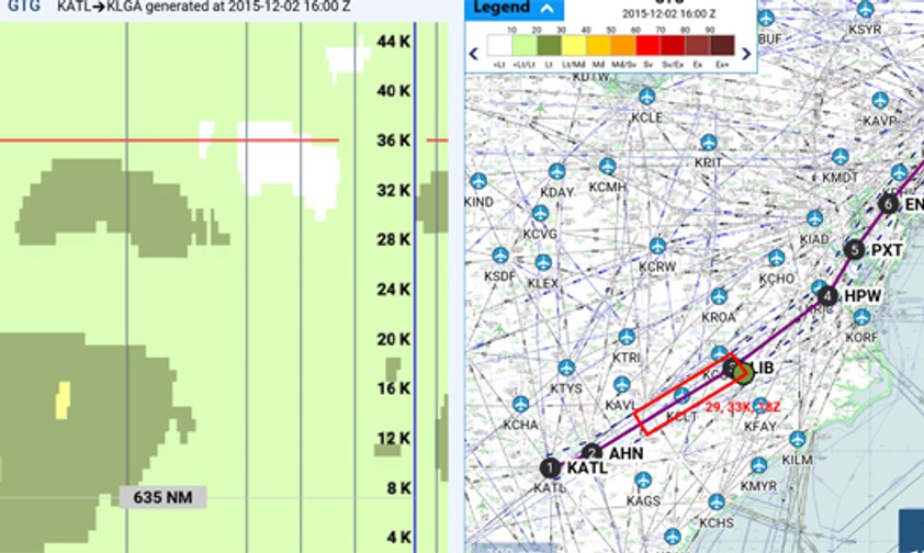 Ansicht der App: Sie wird während des Fluges live nachgeführt.