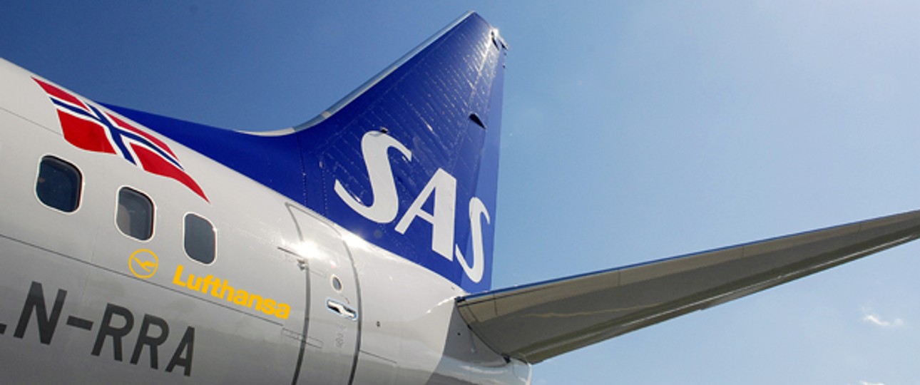 Heckflosse eines Jets von SAS: Lufthansa zeigt Interesse.