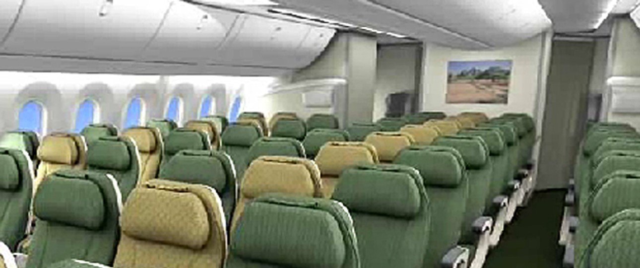 Economy-Klasse im Dreamliner von Ethiopian: Ganz hintern brach das Feuer aus.