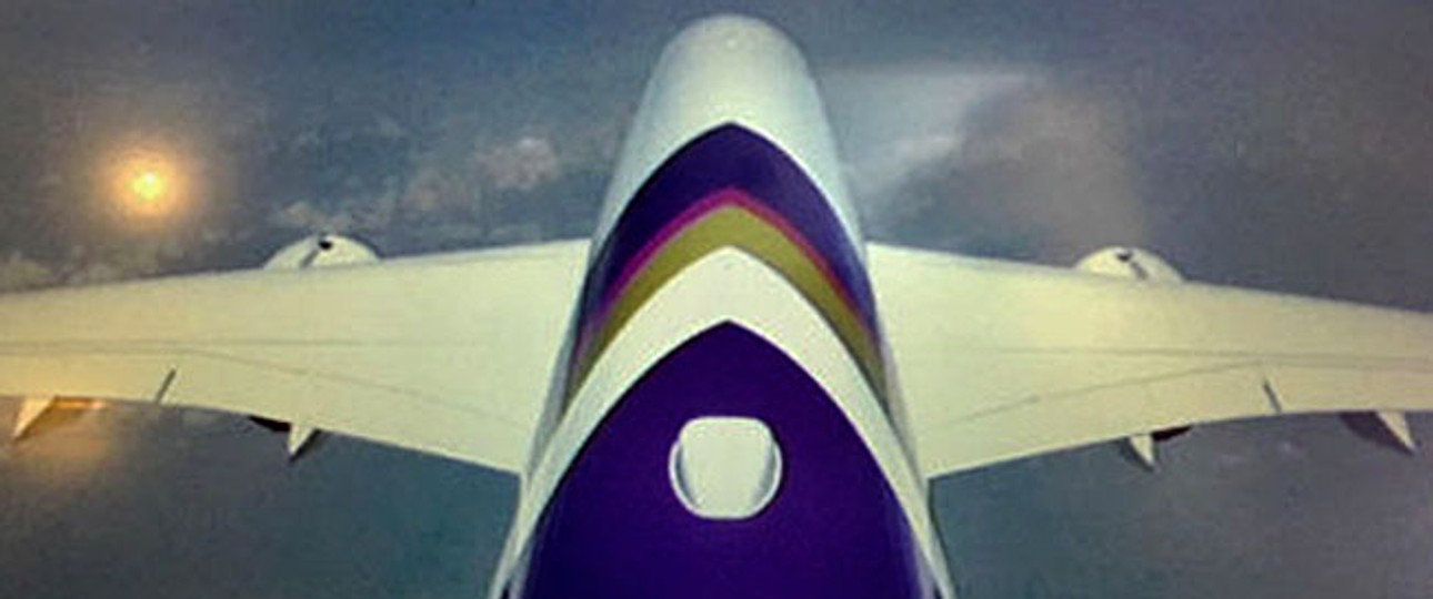 A350 von Thai Airways aus Sicht der Außenkamera: Der Flieger ist bei Passagieren beliebt.