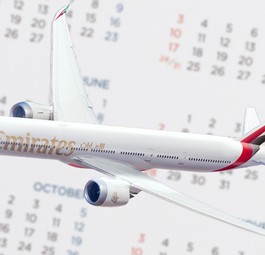 Boeing 777-9 von Emirates: Blick auf den Kalender.