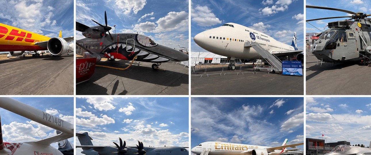 Bunte Flugzeugwelt in Farnborough: An der Messe werden Dutzende Fluggeräte gezeigt.