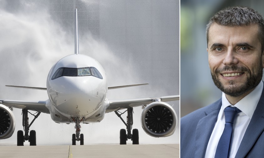 Airbus A321 XLR - noch nicht zertifiziert - und der künftige Easa-Chef Florian Guillermet: Wichtig für Europas Luftfahrt.