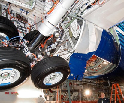 Ein Fahrwerk von Boeing: Kein Test beim Erstflug.