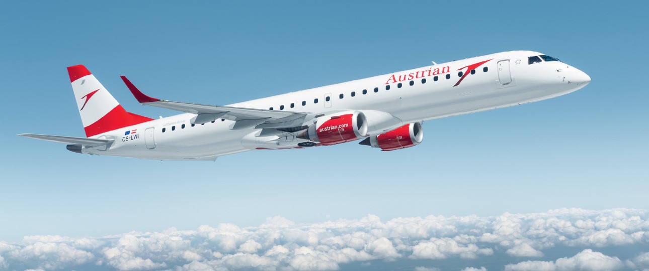 Embraer E195 von Austrian Airlines: Ein Jet dieses Typs geriet in Schwierigkeiten.