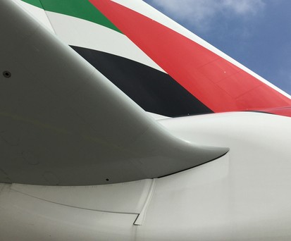 Heck eines Airbus A380 von Emirates: An dieser Stelle kann der Mangel auftreten.
