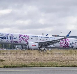 Airbus A321 XLR beim Start in Toulouse: Zuerst gings Richtung Nordpol.