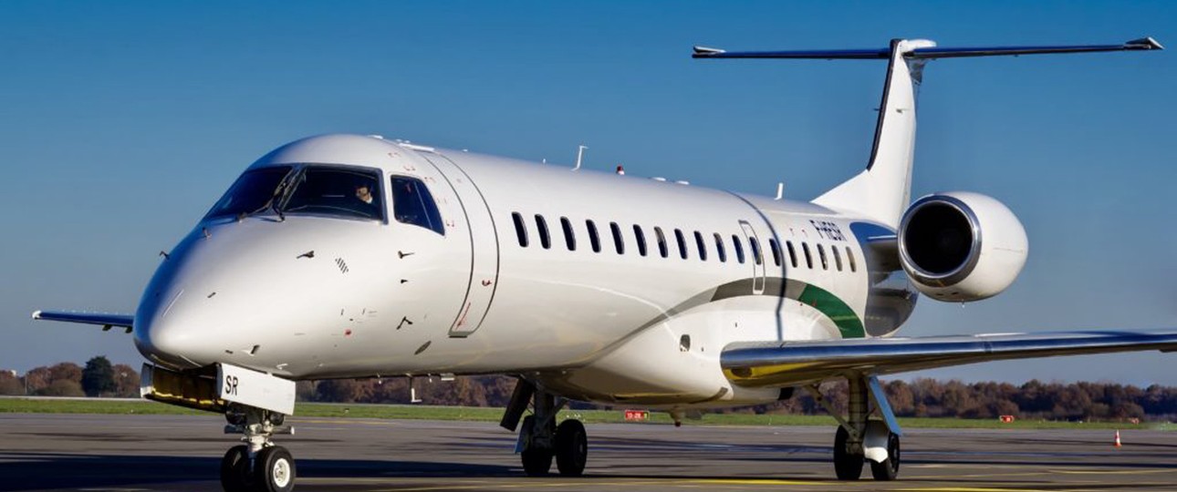 Embraer ERj 145 von Amelia. Künftig statt der Bombardier CRJ 900 von Lufthansa zwischen München und Straßburg im Einsatz.