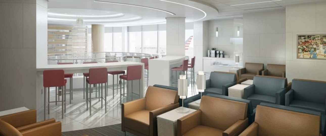 So soll es in den renovierten Lounges von American Airlines künftig aussehen.