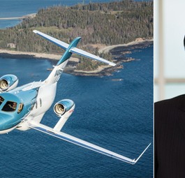 Honda Jet Elite und Honda-Aircraft-Chef Fujino.