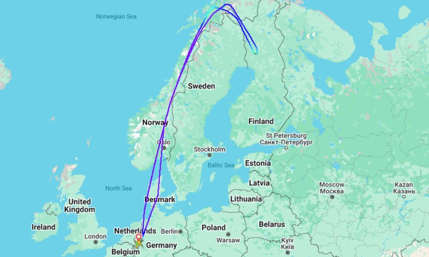 Der Flugverlauf von EW9250 am 15. März: Keine Landung in Tromsø.