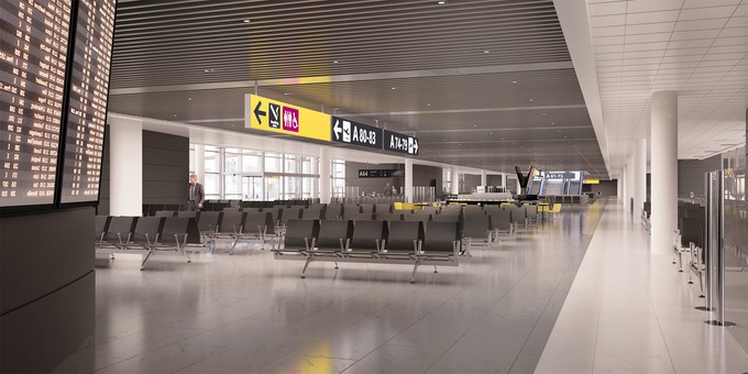 Der neue Flugsteig A weist großzügige Warteräume auf.