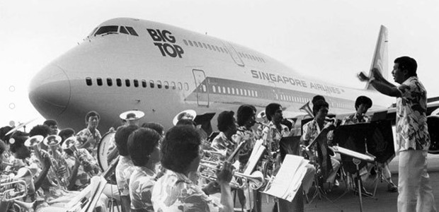 Taufe der ersten 747 von Singapore: Damals war der Flieger ein Riesen-Star.