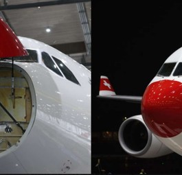 Ein Airbus A340 von Swiss mit roter Nase: In diesem Jahr gibt gleich zwei Weihnachtsflieger.