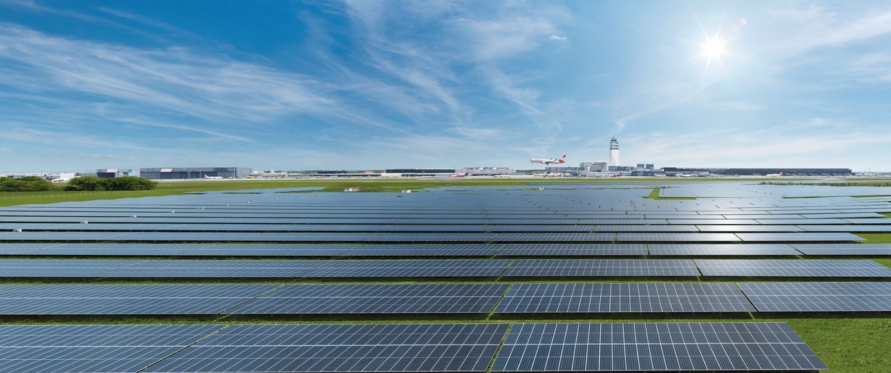 Photovoltaikanlage am Flughafen Wien: Es ist die größte Österreichs.