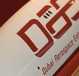 Modell mit Logo von Dubai Aerospace: Die Leasinggesellschaft hegt große Pläne.