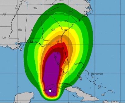 Erwartete Windstärken von Ian in Florida: Heftige Sturmfluten.