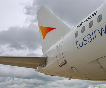 Airbus A320 in Farben von Tus Airways: Teils in israelischer Hand.