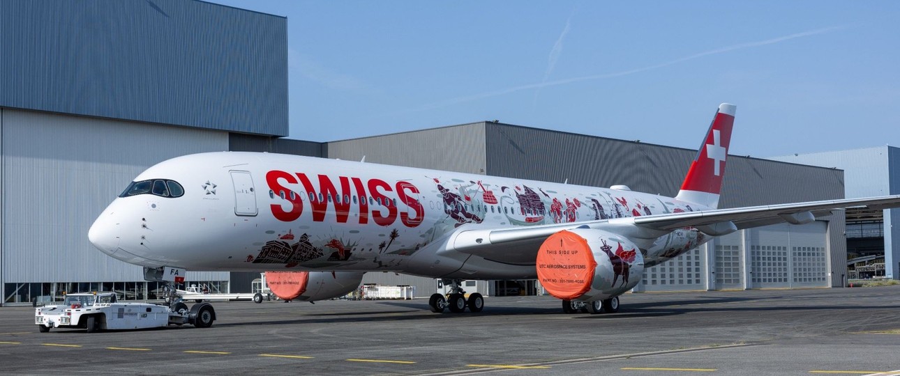Airbus A350 von Swiss: Die Bemalung ist eine Hommage an die Vielfältigkeit der Schweiz.