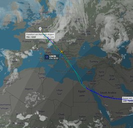 Lufthansa-Flug LH630: Auf dem Weg nach Dubai umgekehrt.