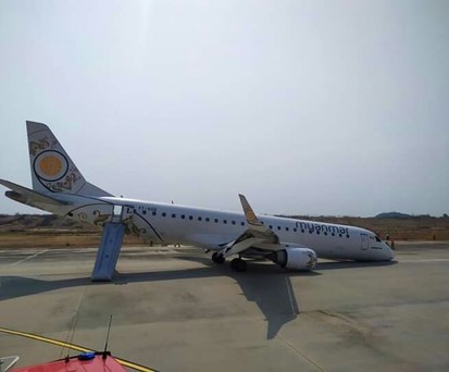 Embraer E190 landet ohne Bugfahrwerk