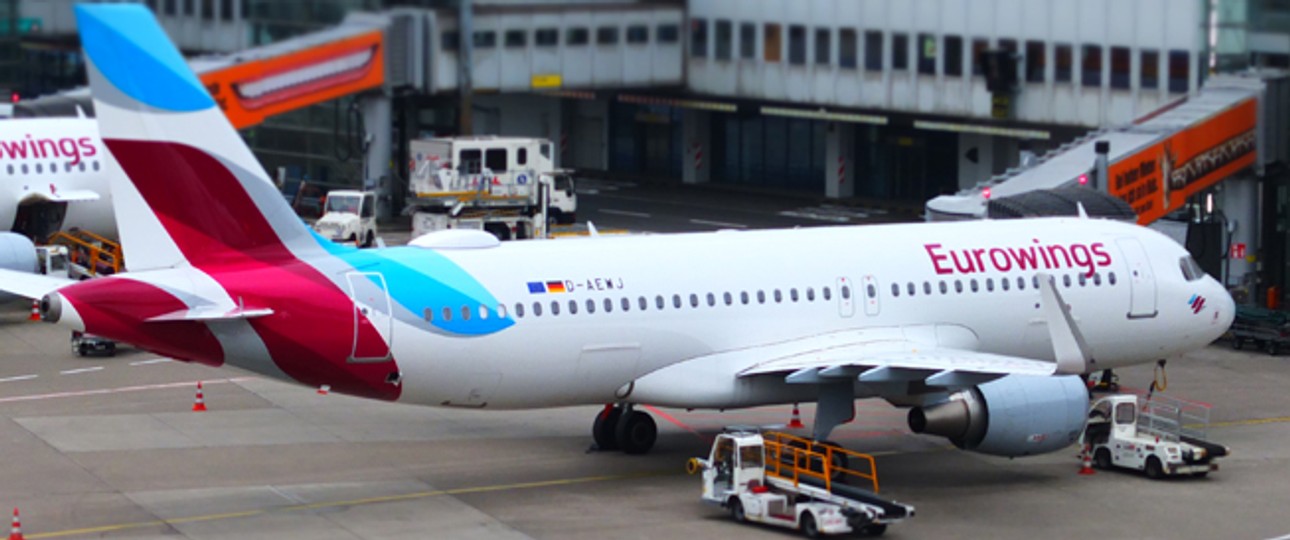 Flieger von Eurowings: Seltener in Karlsruhe zu sehen.