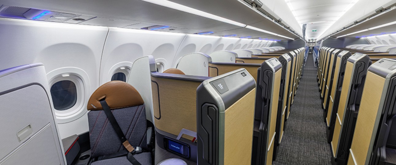 Die Kabine des Airbus A321 XLR von American Airlines: Bald unterwegs.