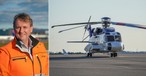 Flughafen-Bergen-Chef Helge Eidsnes und ein Hubschrauber: Wichtig für seinen Airport.